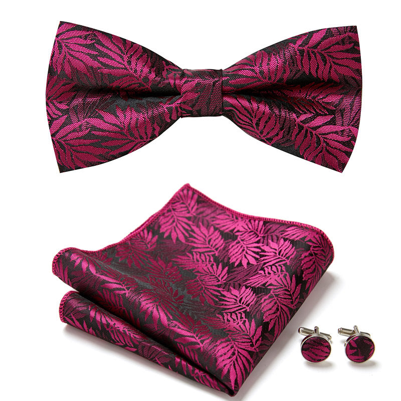Stylish Bow Ties Set – Men's Floral Polyester Three Piece Tie Set