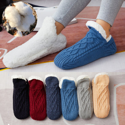 Winter Woolen Socks - Thick Indoor Slipper Socks With Non Slip Grip