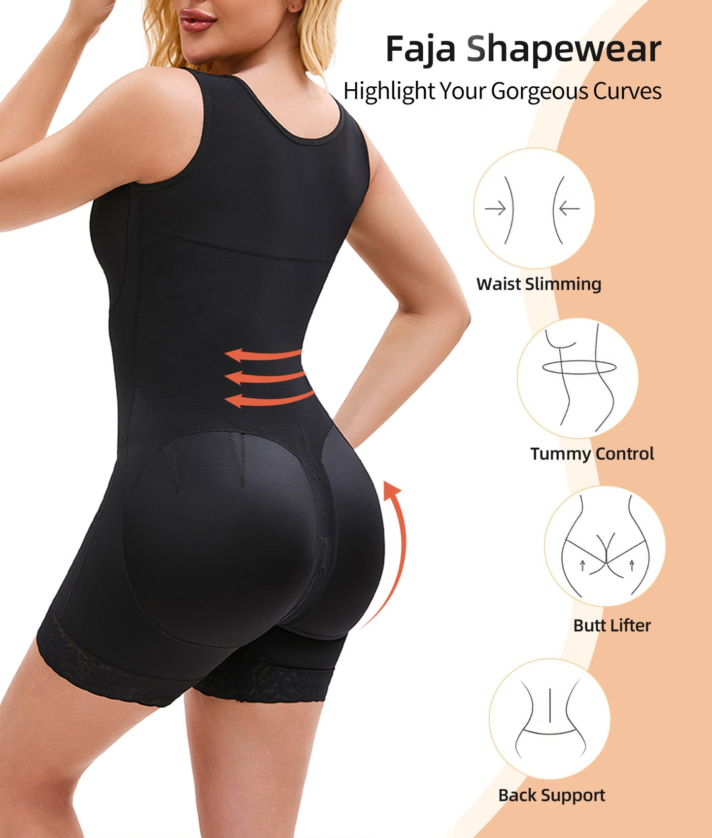 Colombian Shapewear | Full Body Shaper With Tummy Control & Zipper
