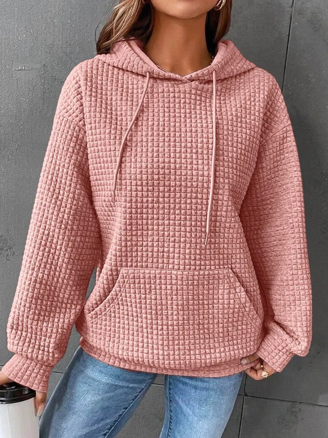 Women's Waffle Hoodie - Cozy Casual Sweatshirts | Lightweight Polyester Fiber Top