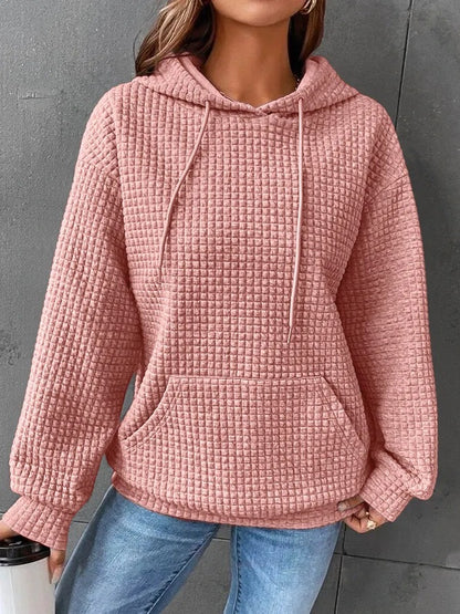 Women's Waffle Hoodie - Cozy Casual Sweatshirts | Lightweight Polyester Fiber Top