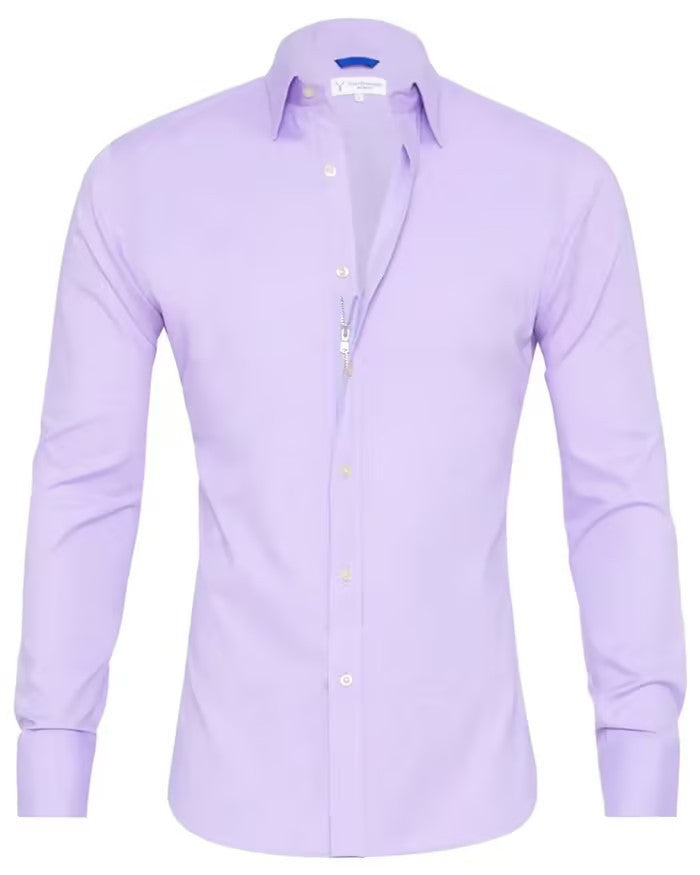 Long Sleeve Zipper Shirt | Slim Fit Cotton Men's Lapel Tops With Button Design