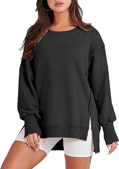 Oversized Sweatshirt Women | Solid Color Crew Neck Pullover Hoodie | Warm Cozy Fall Top