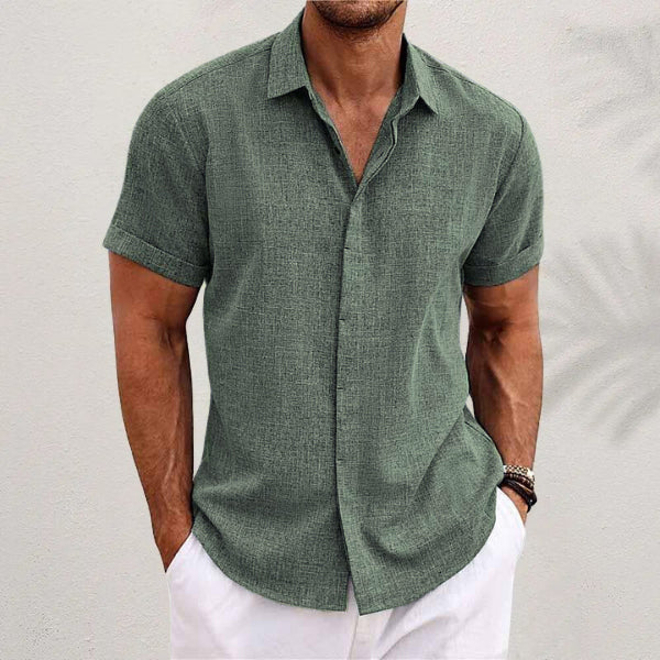 Men's Linen T-Shirt | Loose Fit Short Sleeve Tee | Lightweight Polyester Fabric Top
