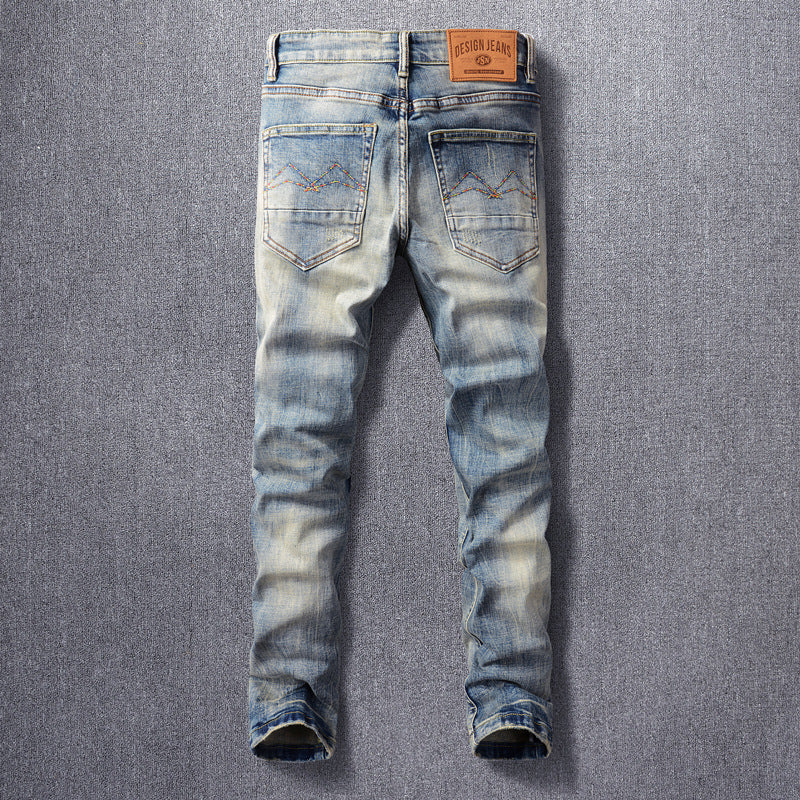 Retro Men's Jeans | Vintage Denim Pants | Slightly Elastic Straight Leg
