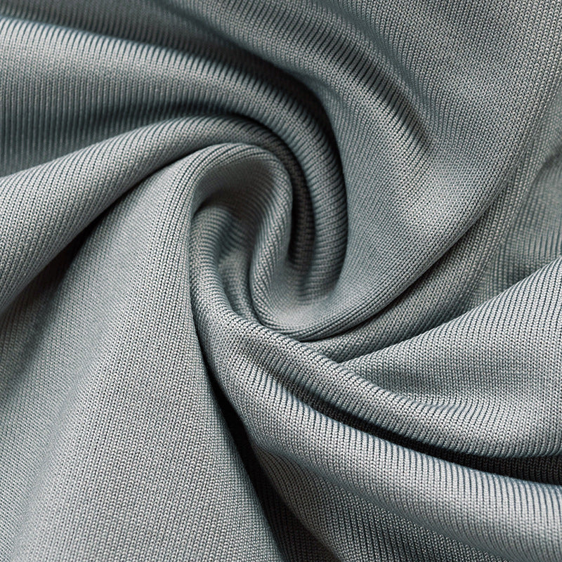 Halter Neck Camisole Strapless Top | Gray Polyester Long Sleeve Blouse