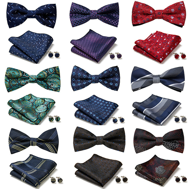 Stylish Bow Ties Set – Men's Floral Polyester Three Piece Tie Set