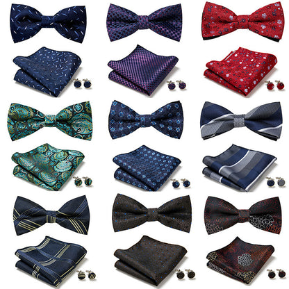 Stylish Bow Ties Set – Men's Floral Polyester Three Piece Tie Set