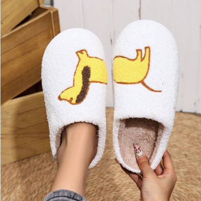 Women's Cotton Slippers – Warm Plush Winter Home Footwear With TPR Sole
