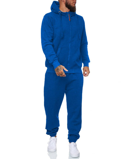 Mens Sports Suit – Hooded Cotton Blend Tracksuit With Warm Wool Lining