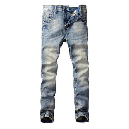 Retro Men's Jeans | Vintage Denim Pants | Slightly Elastic Straight Leg