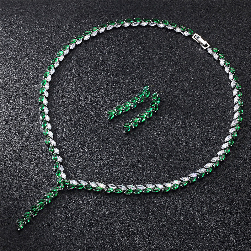 Wedding Earrings Set – Bridal Jewelry Set With Zircon Earrings And Necklace
