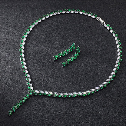 Wedding Earrings Set – Bridal Jewelry Set With Zircon Earrings And Necklace