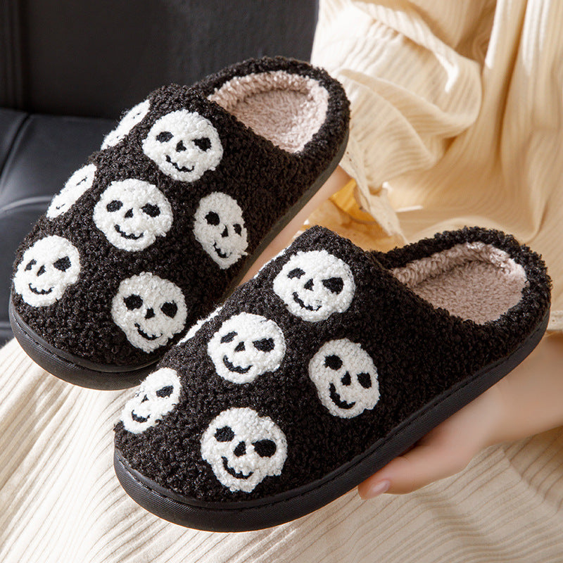 Halloween Slippers Women – Cozy Pumpkin Print Round Toe Indoor Shoes