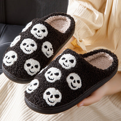 Halloween Slippers Women – Cozy Pumpkin Print Round Toe Indoor Shoes