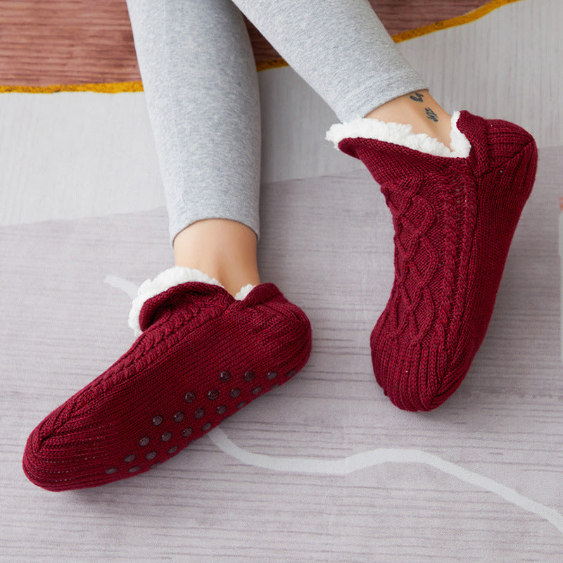 Winter Woolen Socks - Thick Indoor Slipper Socks With Non Slip Grip