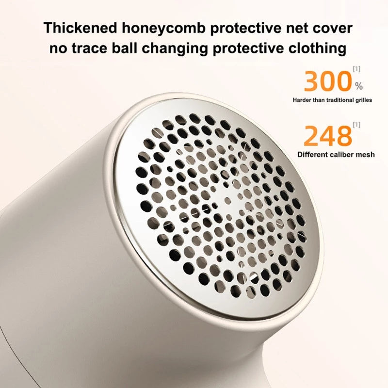 Close-up of a thickened honeycomb protective net cover on a white device with text highlighting durability and mesh features