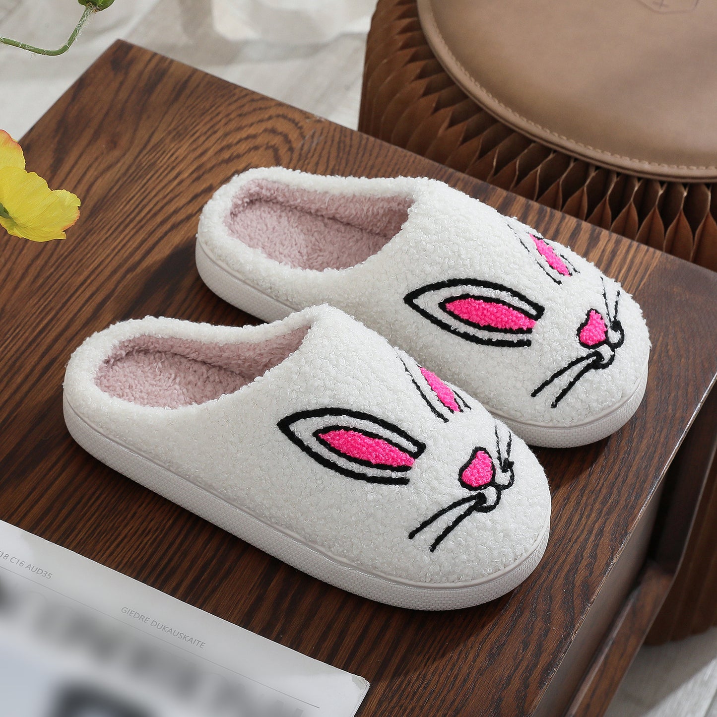 Women's Cotton Slippers – Warm Plush Winter Home Footwear With TPR Sole