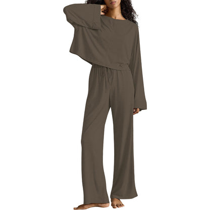 Batwing Sleeve Top Casual Homewear Suit – Comfortable Milk Silk Lounge Set