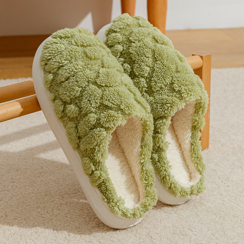 Fuzzy Slippers | Plush Cotton Slippers With Memory Foam And Anti Skid Soles