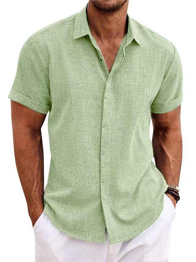 Men's Linen T-Shirt | Loose Fit Short Sleeve Tee | Lightweight Polyester Fabric Top