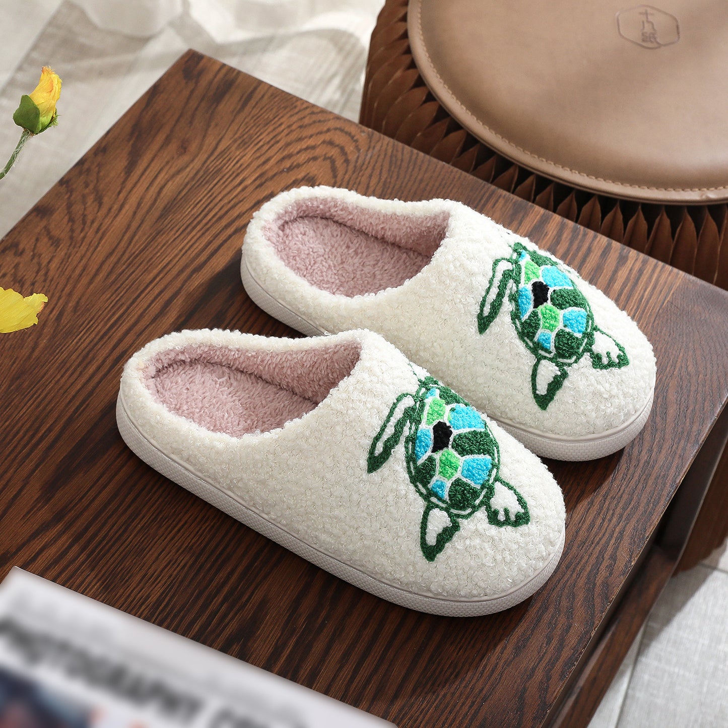 Women's Cotton Slippers – Warm Plush Winter Home Footwear With TPR Sole