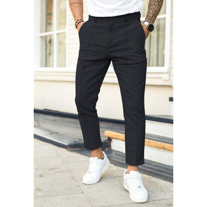 Casual Suit Pants For Men | Slim Fit Double Fold Cotton Blend Trousers