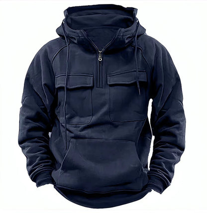 Men's Zip-Up Hoodie - Casual Sports Sweatshirt With Drawstring & Pocket Design