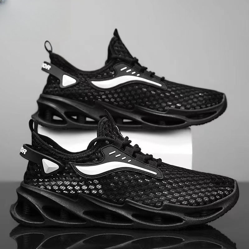 Men's Lace-Up Sneakers | Breathable Mesh Sports Shoes With Thick Sole Cushioning