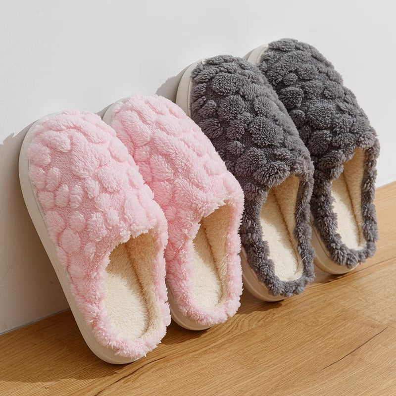 Fuzzy Slippers | Plush Cotton Slippers With Memory Foam And Anti Skid Soles