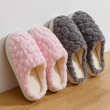 Fuzzy Slippers | Plush Cotton Slippers With Memory Foam And Anti Skid Soles