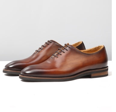 Men's Oxford Shoes | Brown Leather Toe Cap | Durable Composite Sole Dress Shoes