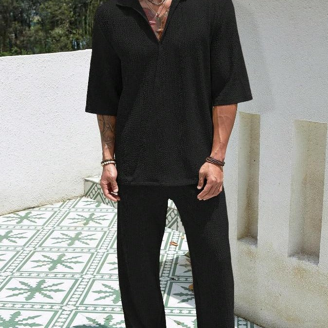 Commuter Suits – Summer Casual Outfits With Short-Sleeved Top & Loose Straight Trousers