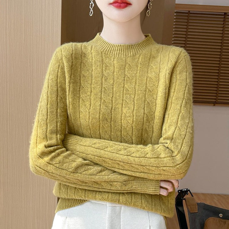 Twist Sweater Knit Vintage Round Neck Base Shirt