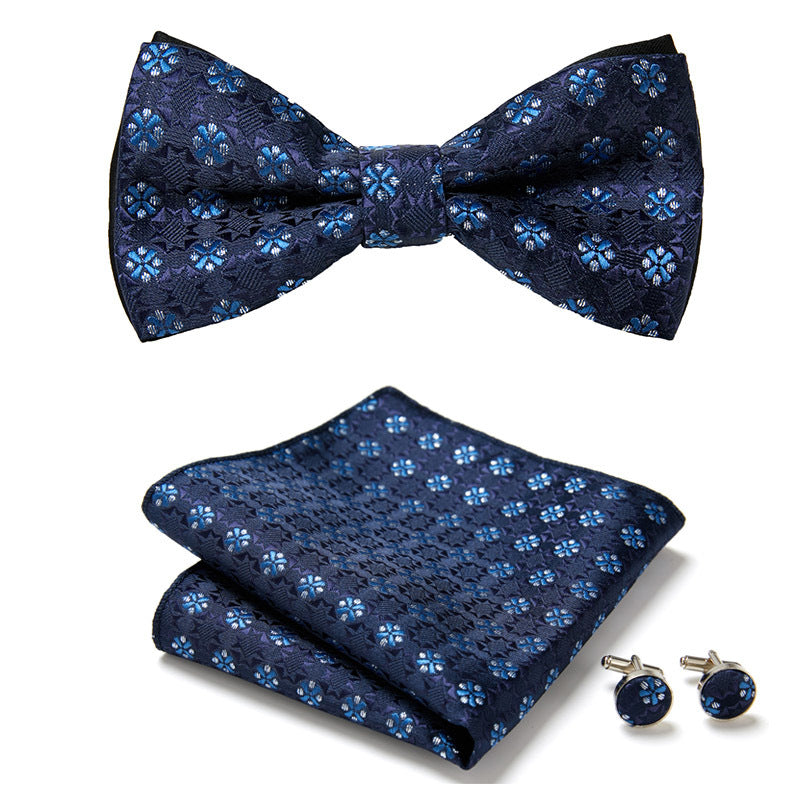 Stylish Bow Ties Set – Men's Floral Polyester Three Piece Tie Set