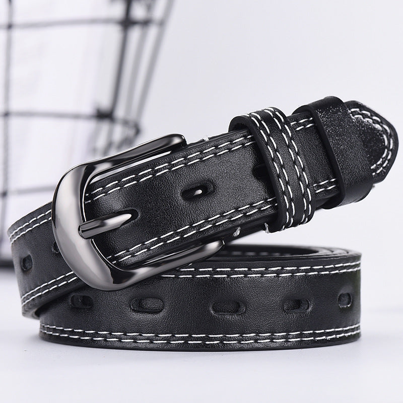 Thin Belts Men Women | Hollow Out Square Buckle | Korean Denim All-Match Style
