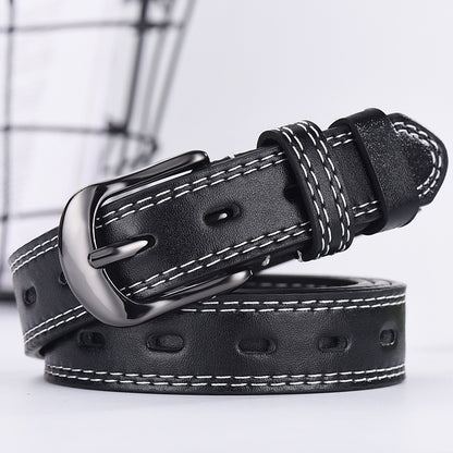 Thin Belts Men Women | Hollow Out Square Buckle | Korean Denim All-Match Style