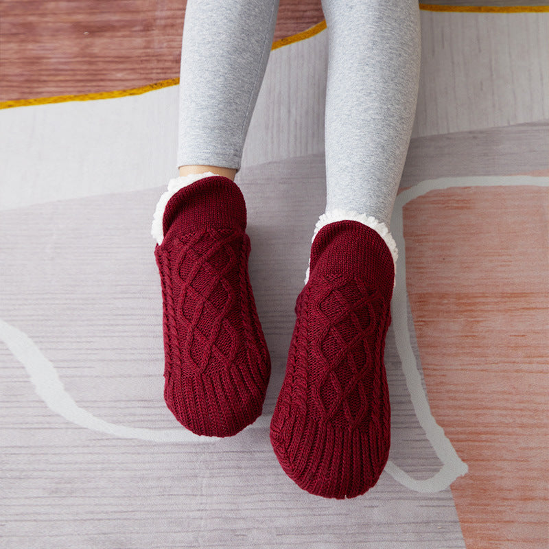Winter Woolen Socks - Thick Indoor Slipper Socks With Non Slip Grip