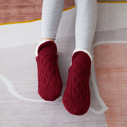 Winter Woolen Socks - Thick Indoor Slipper Socks With Non Slip Grip