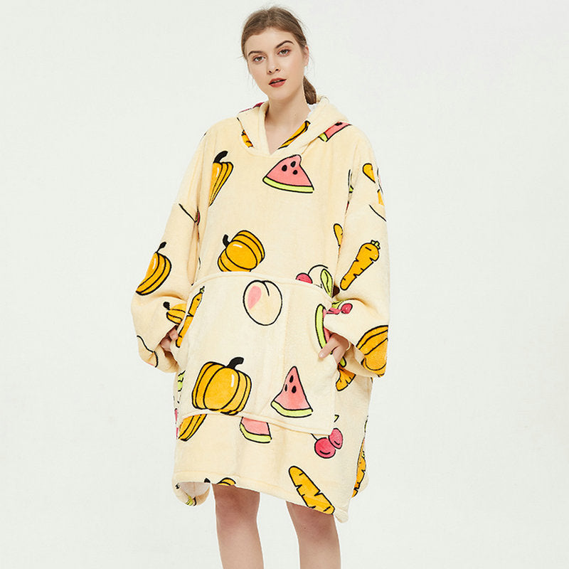 Wearable Blanket Hoodie – Cozy Fleece Sleepwear With Warm Oversized Fit