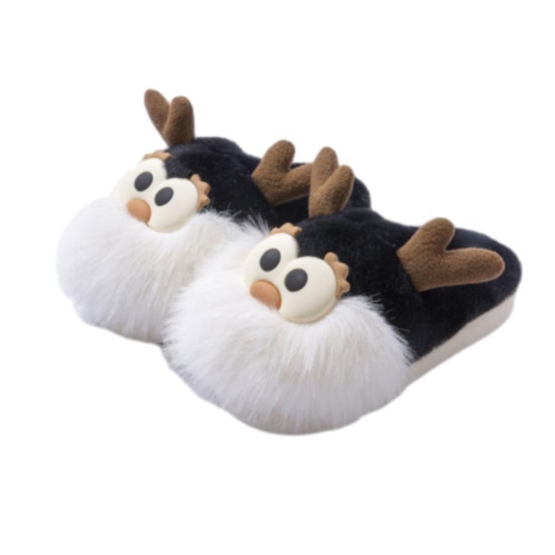 Christmas Deer Slippers – Plush Indoor Winter Shoes With Thickened Sole