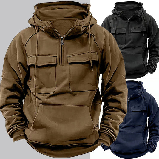 Men's Zip-Up Hoodie - Casual Sports Sweatshirt With Drawstring & Pocket Design