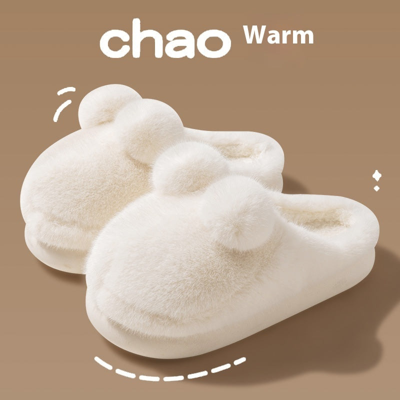 Rabbit Indoor Slippers | Warm Velvet EVA Sole | Anti Slip Baotou Style Comfort