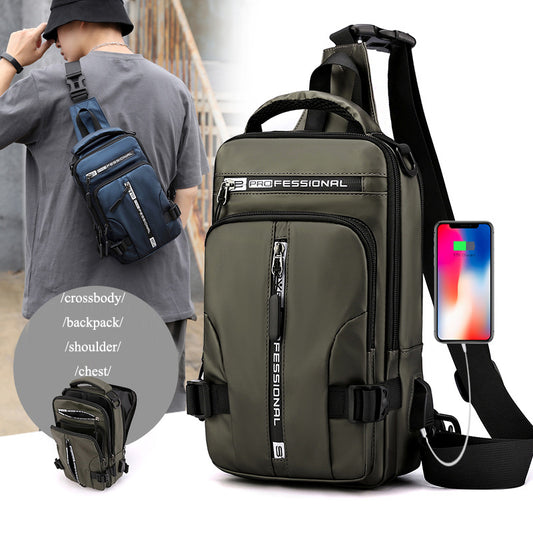 Men Crossbody Bag - Multifunctional Waterproof Backpack With Mobile Phone Pocket