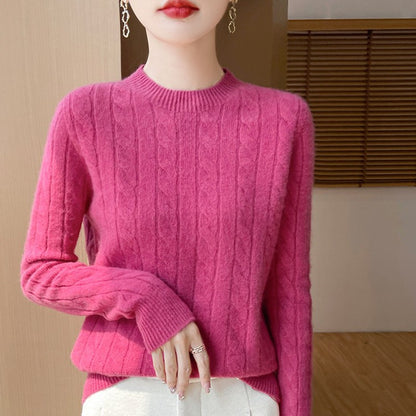 Twist Sweater Knit Vintage Round Neck Base Shirt