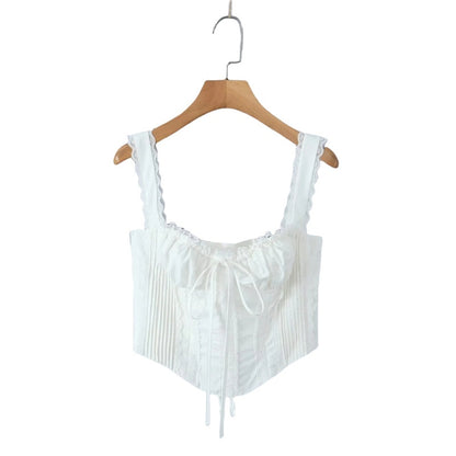 Sexy Lace Trim Vest - Small Sling Slim Fit Ultra Short Pullover Top