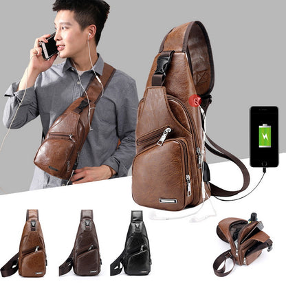 Men Chest Bag – USB Charging Crossbody Travel Bag With Zipper Buckle Closure