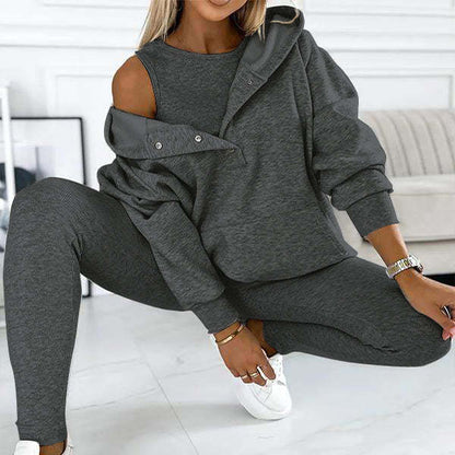 Women's Sports Suit – Three Piece Tracksuit Set With Slim Fit Trousers