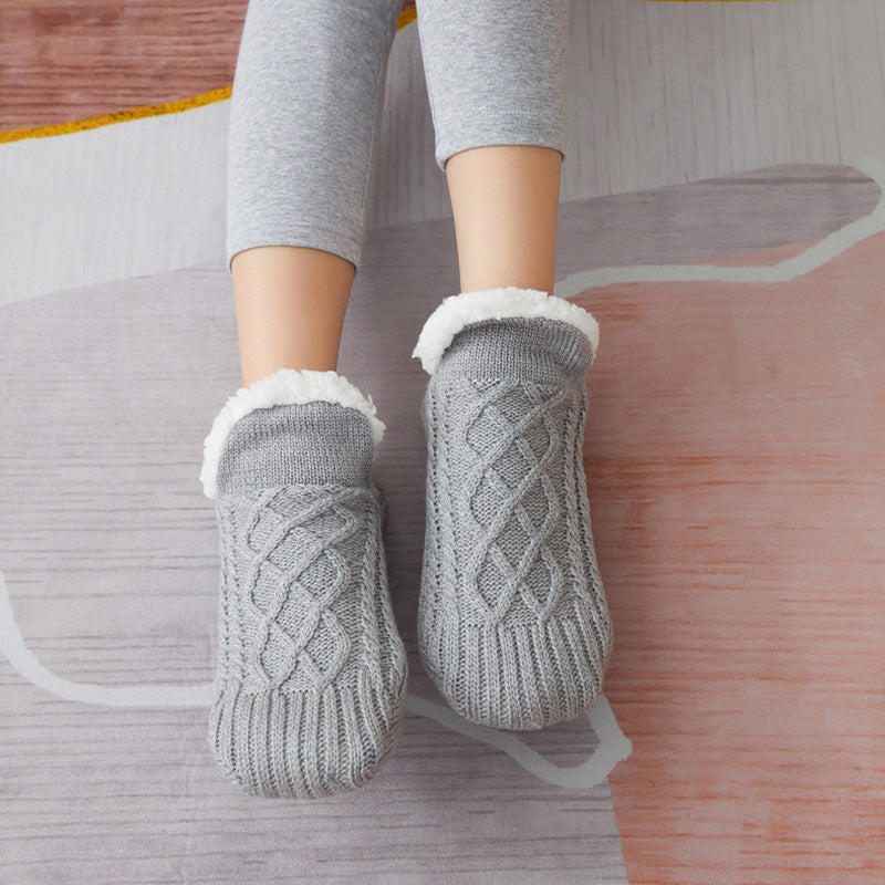 Winter Woolen Socks - Thick Indoor Slipper Socks With Non Slip Grip