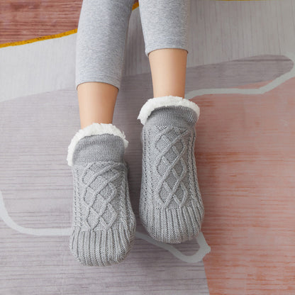 Winter Woolen Socks - Thick Indoor Slipper Socks With Non Slip Grip